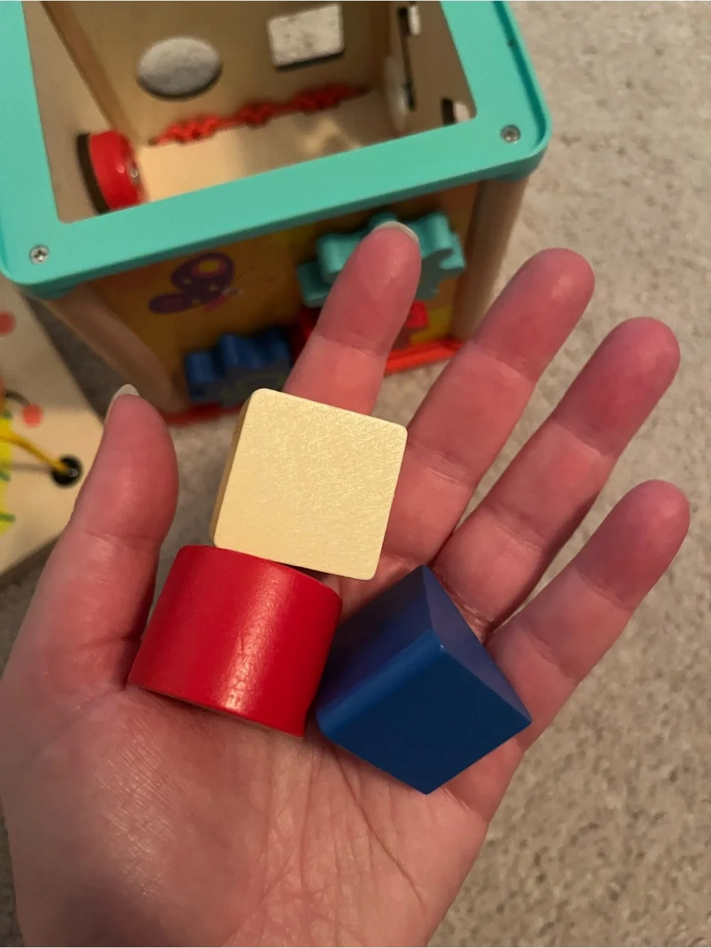 Wooden Activity Cube with Yellow Bead Maze - Kids Toys